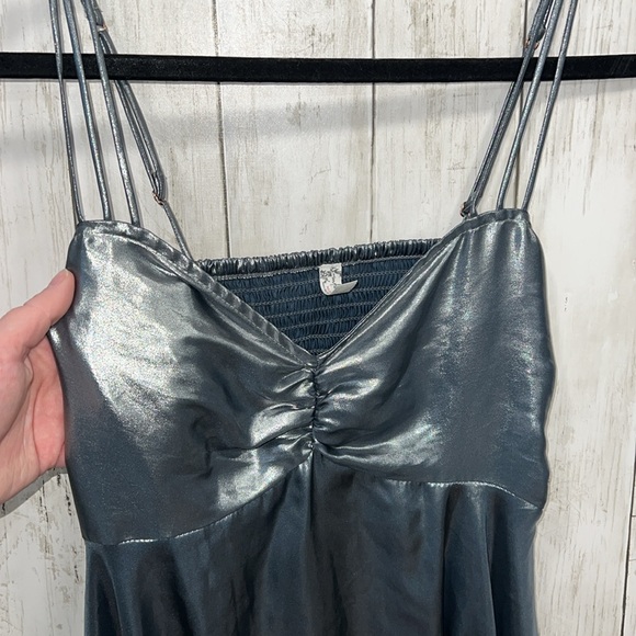 Free People Intimately Babydoll Just Dance Cutout Metallic Silver Dress Small - Picture 5 of 12